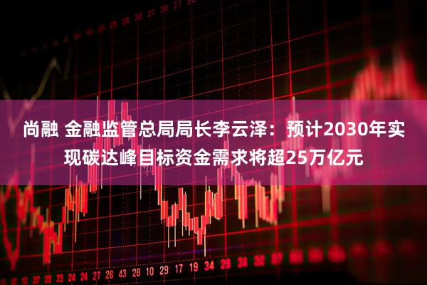 尚融 金融监管总局局长李云泽：预计2030年实现碳达峰目标资金需求将超25万亿元